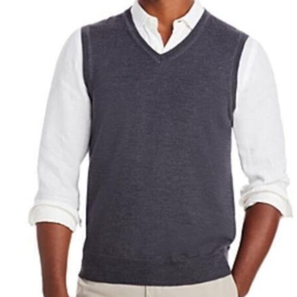 The Men's Store at Bloomingdale's Merino Wool Vest in Grey Size Medium - Picture 1 of 10